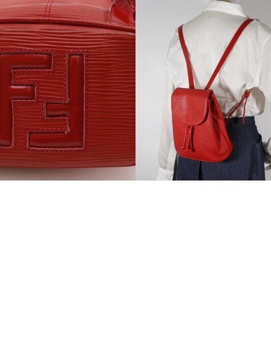 FENDI Mini Backpack Backpack Daypack vintage Red Calfskin Women main image 6